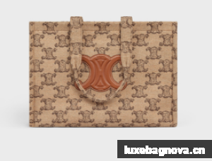 CELINE LARGE CABAS THAIS IN TEXTILE WITH TRIOMPHE 196762 CAMEL 