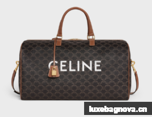 CELINE LARGE VOYAGE BAG IN TRIOMPHE CANVAS WITH CELINE PRINT 191472 TAN