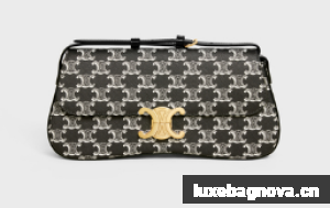 CELINE MEDIUM CELINE LOLA BAG IN TRIOMPHE CANVAS TWO-TONE 115532 BLACK