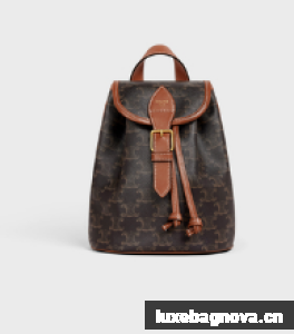 CELINE MINI BACKPACK FOLCO IN TRIOMPHE CANVAS AND CALFSKIN 197662 TAN