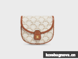 CELINE MINI BESACE IN TRIOMPHE CANVAS AND CALFSKIN 196702 WHITE