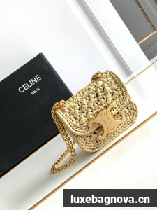 CELINE Mini Chain Claude IN Raffia Plein Soleil Bag 10513