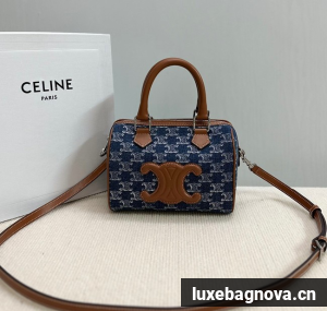 CELINE SMALL BOSTON IN Denim Blue AND CALFSKIN 113772