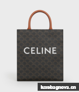 CELINE SMALL CABAS VERTICAL IN TRIOMPHE CANVAS AND CALFSKIN 191542 TAN
