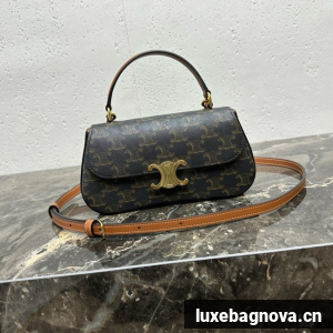 CELINE TEEN CELINE LOLA IN TRIOMPHE CANVAS AND CALFSKIN 119533 tan