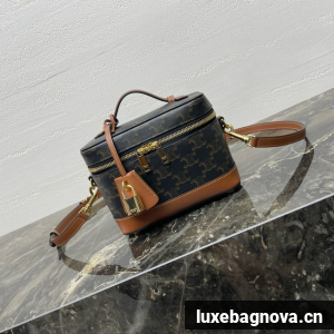 CELINE VANITY IN TRIOMPHE CANVAS AND CALFSKIN 119463 tan