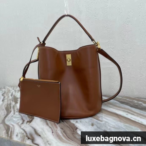 Celine BUCKET 16 BAG IN SUPPLE GRAINED CALFSKIN 195573 brown