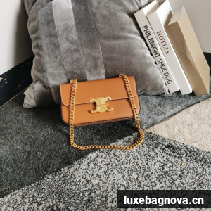 Celine CHAIN SHOULDER BAG TRIOMPHE IN SHINY CALFSKIN 197992 TAN