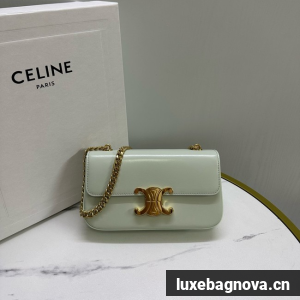 Celine CHAIN SHOULDER BAG TRIOMPHE IN SHINY CALFSKIN 197992 light green