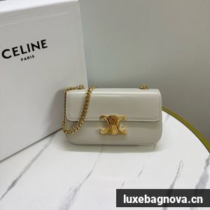Celine CHAIN SHOULDER BAG TRIOMPHE IN SHINY CALFSKIN 197992 white