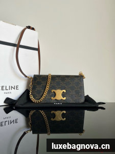 Celine CLASSIQUE TRIOMPHE BAG IN TRIOMPHE CANVAS AND CALFSKIN 115203 TAN