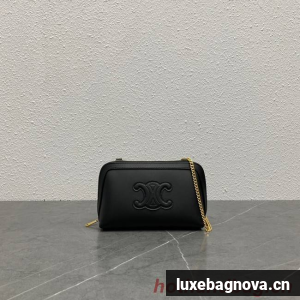 Celine CLUTCH WITH CHAIN IN TRIOMPHE LAMBSKIN 100382 black