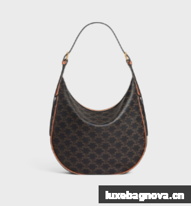 Celine HELOISE BAG IN TRIOMPHE CANVAS AND CALFSKIN 114712 TAN