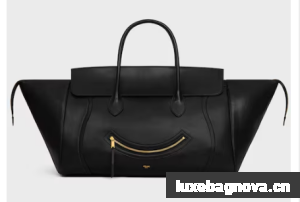 Celine LARGE SMILING NEW LUGGAGE IN SUPPLE SHINY LAMBSKIN 123683 black