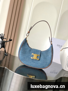 Celine MEDIUM AVA TRIOMPHE BAG IN Denim 114492 blue