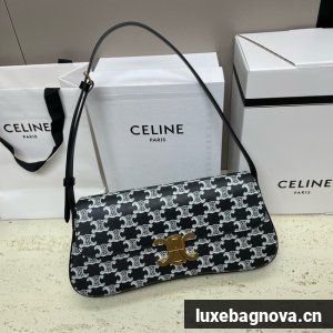 Celine MEDIUM CELINE LOLA BAG IN TRIOMPHE CANVAS 115533 BLACK&WHITE