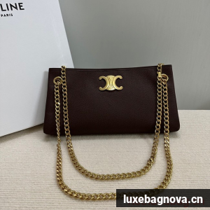 Celine MEDIUM NEWSPAPER BAG IN SUPPLE CALFSKIN 114253 Wine