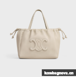 Celine SMALL CABAS DRAWSTRING CUIR TRIOMPHE IN GRAINED CALFSKIN 111013 LIGHT STONE