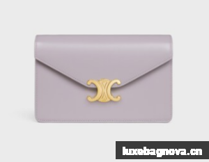 Celine WALLET ON CHAIN MARGO IN SHINY CALFSKIN 10L033 LIGHT LILAC