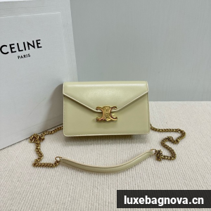 Celine WALLET ON CHAIN MARGO IN SHINY CALFSKIN 10L033 LIGHT YELLOW