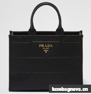 Medium leather Prada Symbole bag with topstitching 1BA378 black