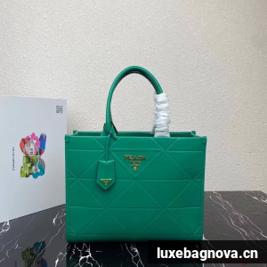 Medium leather Prada Symbole bag with topstitching 1BA378 green