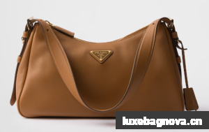 Prada Aimee medium leather shoulder bag 1BC229 Caramel