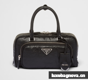 Prada Antique nappa leather multi-pocket top-handle bag 1BB099 black