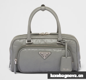 Prada Antique nappa leather multi-pocket top-handle bag 1BB099 gray