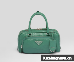 Prada Antique nappa leather multi-pocket top-handle bag 1BB099 green