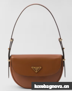 Prada Arque leather shoulder bag with flap 1BD365 Caramel