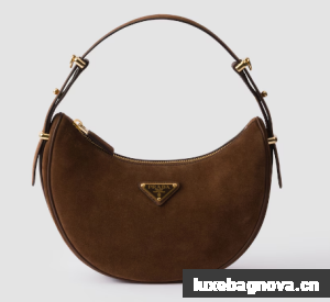 Prada Arque suede shoulder bag 1BC194 Cocoa Brown