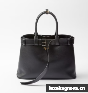 Prada Buckle large leather handbag with belt 1BA416 black
