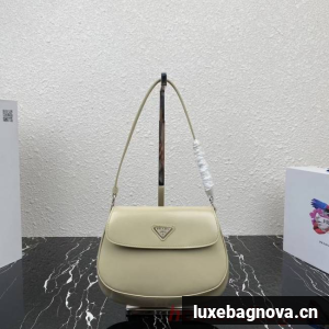 Prada Cleo brushed leather shoulder bag with flap 1BD311 light apricot
