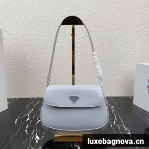 Prada Cleo brushed leather shoulder bag with flap 1BD311 light blue