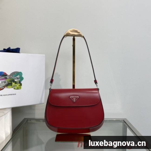 Prada Cleo brushed leather shoulder bag with flap 1BD311 red
