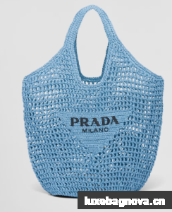Prada Crochet tote bag 1BG424 light blue
