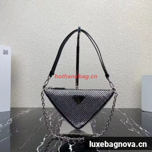 Prada Crystal-studded satin pouch 1NQ044 black