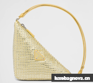 Prada Crystal-studded satin pouch 1NQ044 gold
