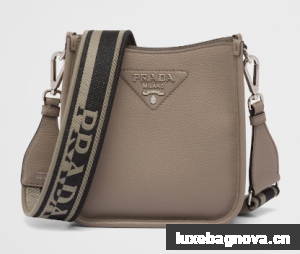 Prada Leather mini shoulder bag 1BH191 Clay Grey