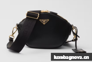 Prada Leather mini shoulder bag 1BH212 black