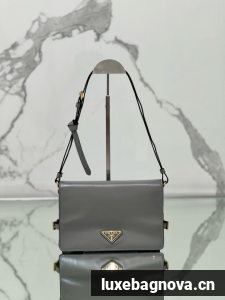 Prada Leather shoulder bag 1BD082 gray