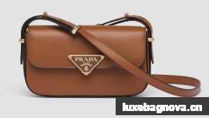Prada Leather shoulder bag 1BD339 Cognac