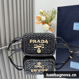 Prada Leather weave shoulder bag 1BD362 black