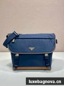 Prada Medium Re-Nylon and suede shoulder bag 2VD052A blue