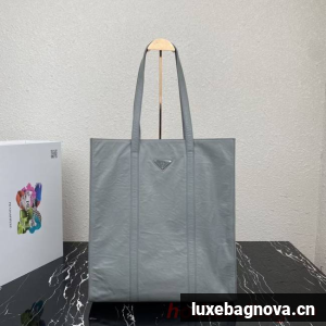 Prada Medium antiqued nappa leather tote bag 1BG587 Slate Gray