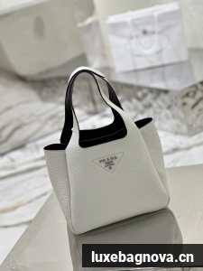 Prada Original Calfskin Bag Tote 1BG335 White&Black