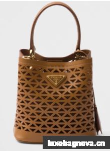 Prada Panier leather mini-bag with cut-out motif 1BA217 Caramel