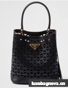 Prada Panier leather mini-bag with cut-out motif 1BA217 black