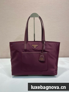 Prada Re-Edition 1978 medium Re-Nylon and Saffiano leather tote bag 1BG555 burgundy